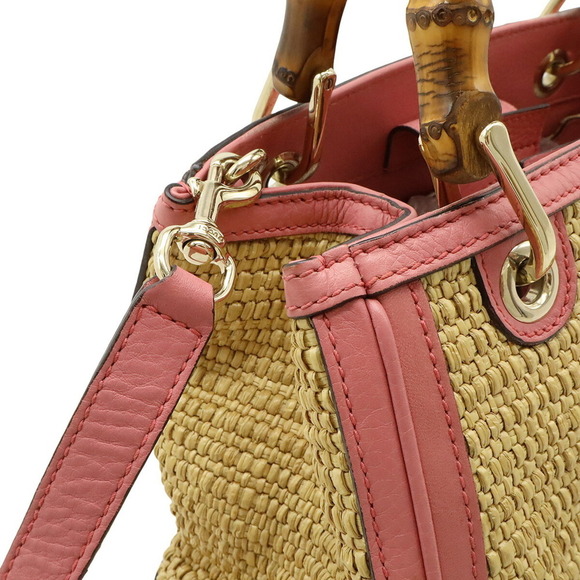 GUCCI Pink Leather Bamboo Shoulder Bag - Picture 6 of 10